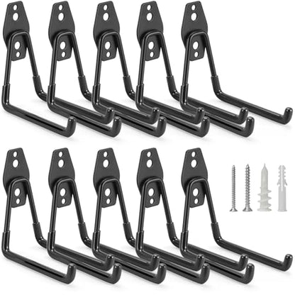 10 Pack Garage Hooks Heavy Duty Storage Organizer Wall Mount Power and Garden Tool Hangers