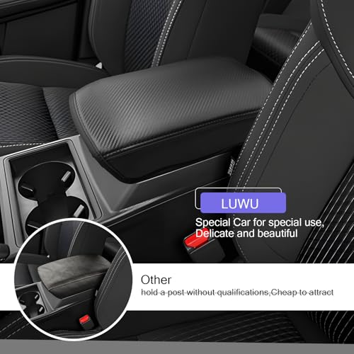 2022 2024 Outlander Center Console Cover Compatible with 2022 2023 2024 Mitsubishi Outlander Accessories Armrest Console Cover Carbon Fiber Texture Soft Material