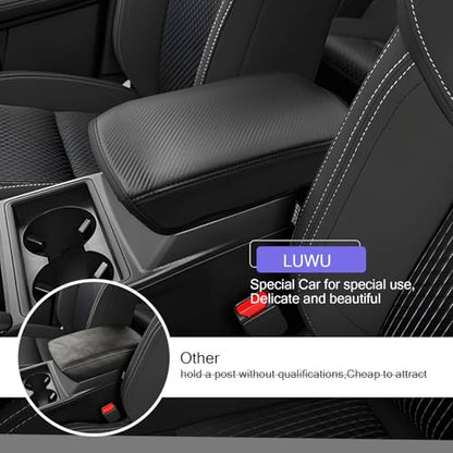 2022 2024 Outlander Center Console Cover Compatible with 2022 2023 2024 Mitsubishi Outlander Accessories Armrest Console Cover Carbon Fiber Texture Soft Material