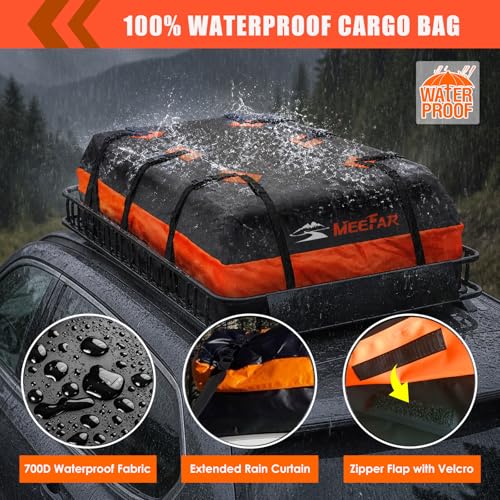 Roof Rack Rooftop Cargo Carrier Basket 65"*39"*6"+Waterproof Bag 20 Cu.Ft