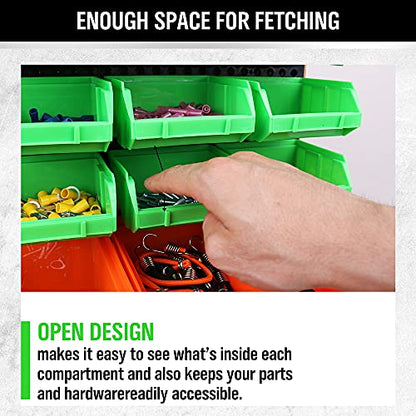 30-Bin Wall-Mounted Storage Bins, Heavy-Duty Garage Tool Organizer for Screws, Nuts, Bolts, Nails, Small Hardware Parts - Easy Installation and Customizable (30 Count)