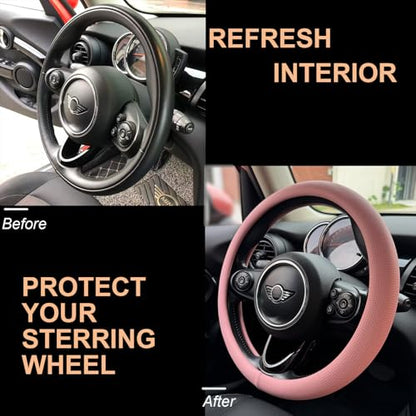 Large Size Nappa Leather Steering Wheel Cover 15.75In