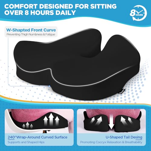 Seat Cushion & Lumbar Support Pillow for Office Chair