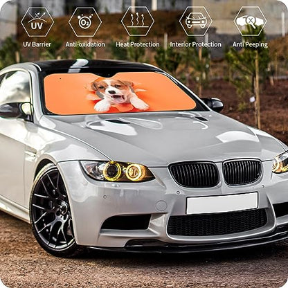 Custom Windshield Sun Shade for Car Personalized Window Sunshades Add Your Photo Logo Text Image Customize Car Sun Visor Foldable UV Ray Sun Protector for Sedans SUV Trucks