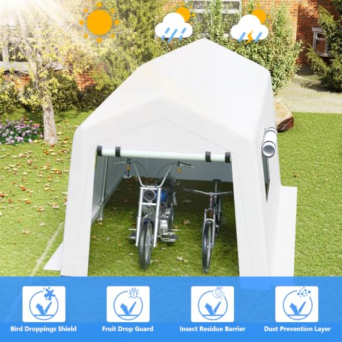 8x10 FT Enclosed Carport with Roll