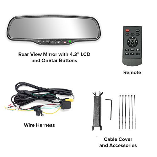 10.5" OEM Rear View Mirror with 4.3" LCD Screen + OnStar Buttons for Existing Wiring