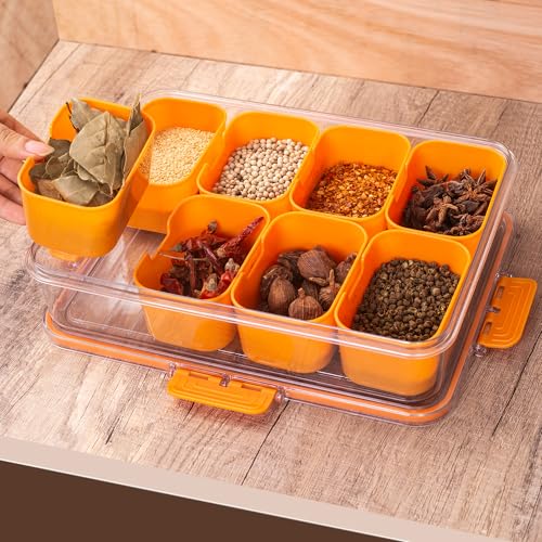 Divided Snack Serving Tray with Lid and Handle Travel Snackle Charcuterie Container Portable Storage Organizer for Candy (28 Ounce)