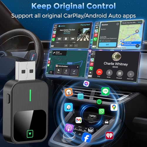 2-in-1 Wireless CarPlay & Android Auto Adapter, Plug & Play