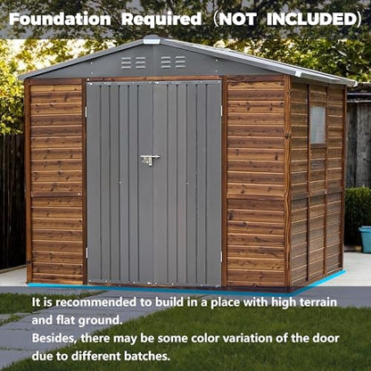 8x6 Ft Outdoor Storage Shed with Windows