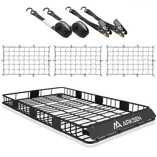 84" x 50" x 6" Extra Wide Roof Rack Basket with 3 Net&Straps