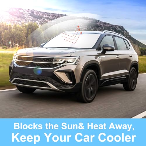 Sun Shade for Volkswagen VW Taos 2022 2023 2024 2025 2026 Accessories Windshield Sun Shade Window Shade UV Rays Protection Sun Visor Cover with Steering Wheel Sunshade Storage Bag