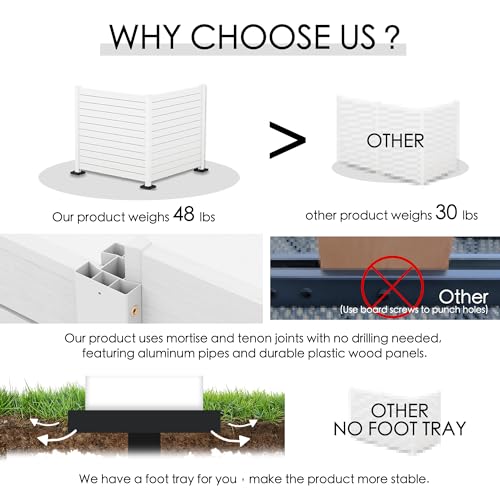 50" W x 48" H Outdoor Privacy Screen with Aluminum Posts (32.63 Sq Ft)