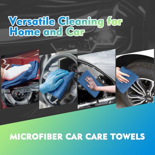 Lake Green Microfiber Cleaning Cloth 12 Pack 12.5 x 12.5 inch Microfiber Towels for Cars Ultra Absorbent Car Washing Cloth Lint Free Streak Free Cleaning Rags for Car (12 Count)
