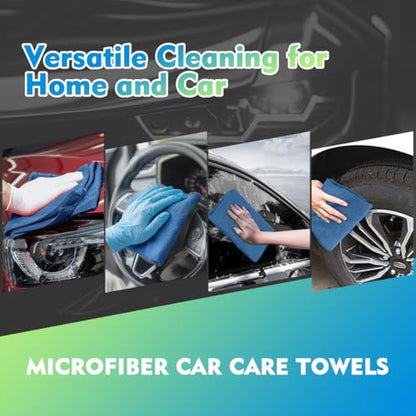 Lake Green Microfiber Cleaning Cloth 12 Pack 12.5 x 12.5 inch Microfiber Towels for Cars Ultra Absorbent Car Washing Cloth Lint Free Streak Free Cleaning Rags for Car (12 Count)