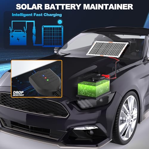 White Portable 10W 12V Solar Car Battery Charger Maintainer