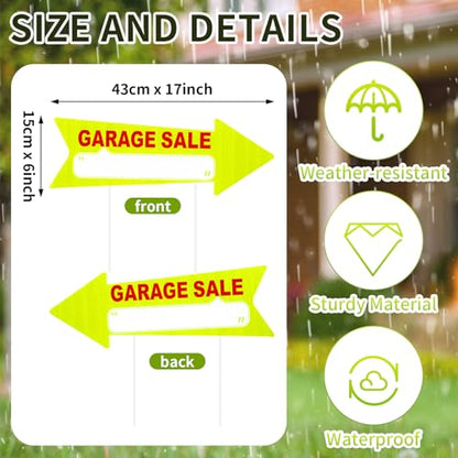 12 Pcs Garage Sale Signs with Stakes Double Sided (12 Count)