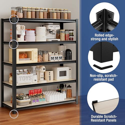5 Tier Black Shelving with Board (5 Count)