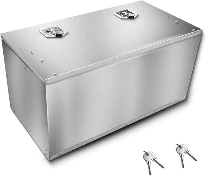 Truck bed toolbox, made of stainless steel, suitable for pickup trucks, RVs, and trailers. A box-type storage organizer with lock and key (36x18x18 inches)