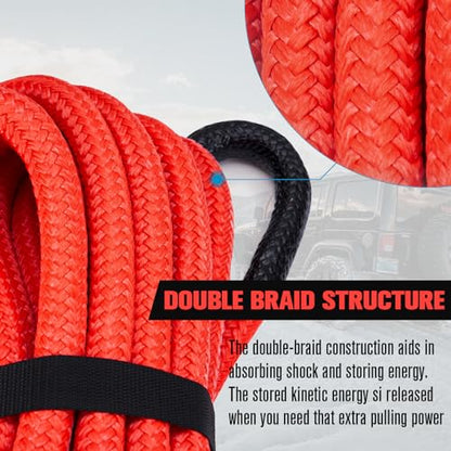 3 4” x 20FT Kinetic Recovery Rope Kit with 2 Soft Shackles (20 Foot)