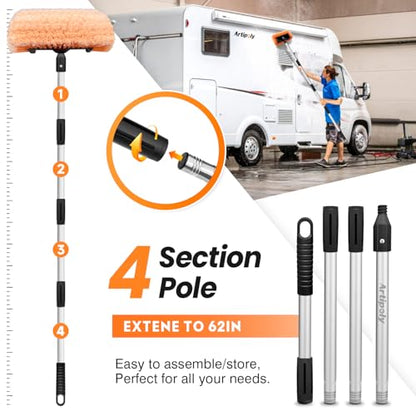 65" Five Sided Car Wash Brush with Extension Pole