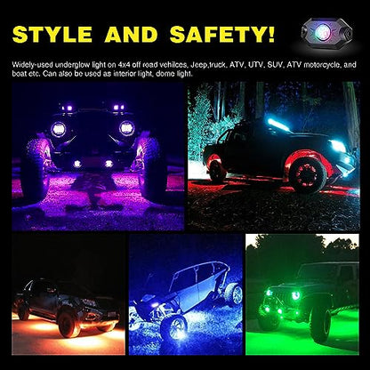 RGB LED Rock Lights Kit 6 Pods Underglow Multicolor Neon Pod