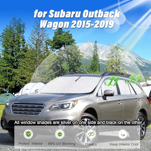 8pcs Full Window Sun Shades for Subaru Outback Wagon Accessories 2015
