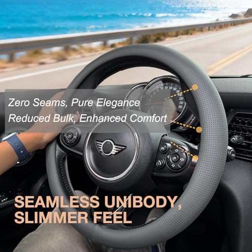 Nappa Leather Steering Wheel Cover Universal 15In