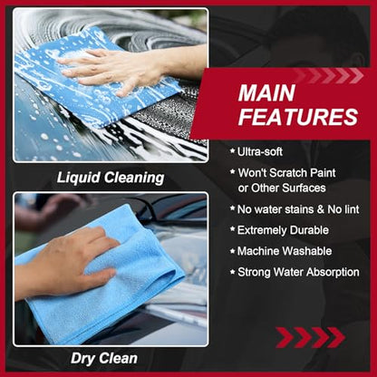 200 Pcs Microfiber Cleaning Cloth 16x16 Inch Microfiber Towels for Car Ultra Absorbent Cleaning Rags Reusable Lint Free Streak Free Detailing Towel for Car Washing Drying Dusting (200 Count)