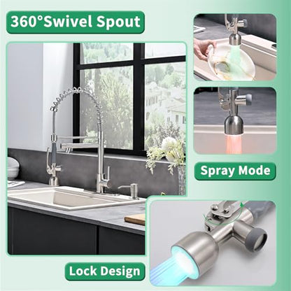 Commercial Kitchen Faucets with Pull Down Sprayer Brushed Nickel