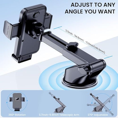 Phone Holder Car Mount for iPhone [Powerful Suction] Phone Mount for Car Dashboard Windshield Air Vent Universal Accessories Automobile Phone Holder Fit iPhone Smartphone Carbon Fiber