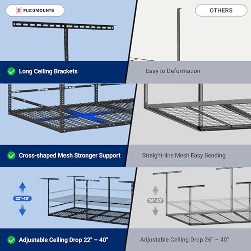 4x8ft Overhead Garage Storage Rack with Safety Rails