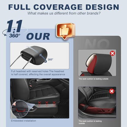 Car Seat Covers Custom Fit for Honda Accord 2023 2024 2025 2026 Full Set Waterproof Faux Leather Full Coverage Car Seat Protector