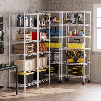6 Small Wire Shelves Kitchen Pantry Close Home Organizers and Storage Bathroom Shelf Laundry Room Organization Adjustable Book Metal Garage Shelving Unit (6 Count)