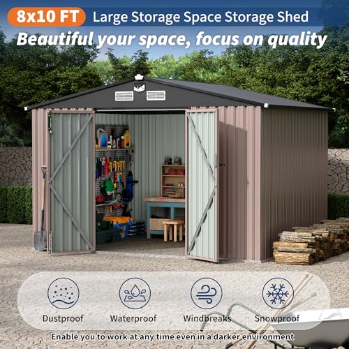 8x10 FT Metal Storage Sheds Outdoor