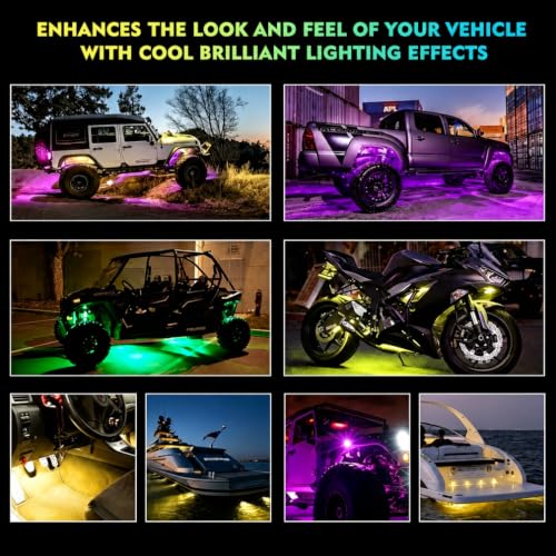 Bluetooth Rock Lights Multicolor Neon Accent Lights Underglow Kits (6 Count)