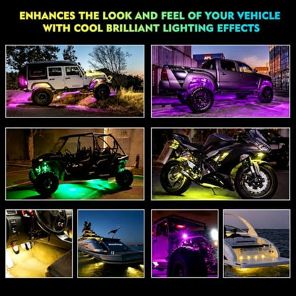 Bluetooth Rock Lights Multicolor Neon Accent Lights Underglow Kits (10 Count)