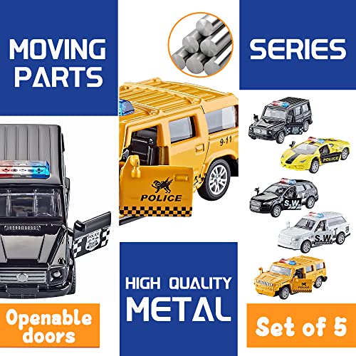 Die Cast Metal Toy Cars Open Doors (5 Count)