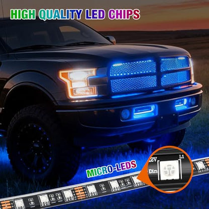 4PCS 24" RGB LED Grille Light Strips with APP & Remote Control