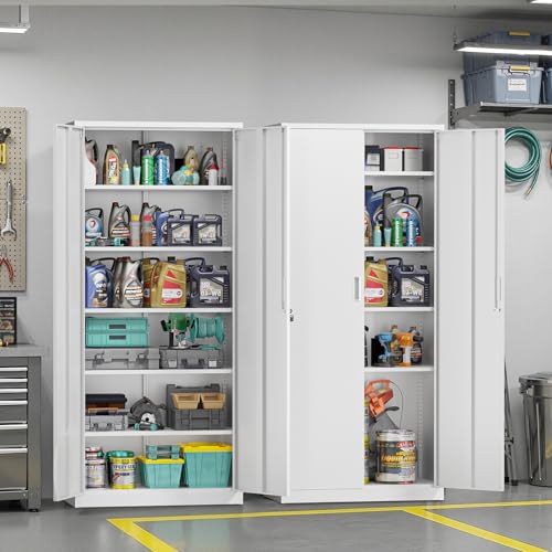 Metal Garage Storage Cabinet with 2 Doors and 5 Adjustable Shelves