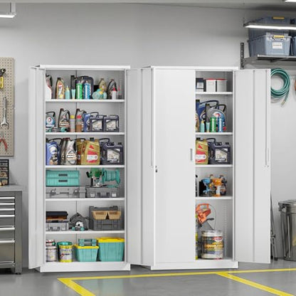 Metal Garage Storage Cabinet with 2 Doors and 5 Adjustable Shelves