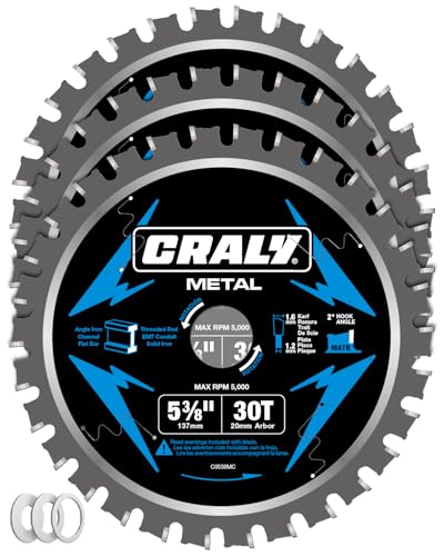 5-3/8 Inch 30 Teeth Steel and Ferrous Metal Cutting Circular Saw Blade, 20 mm Arbor, Thin Kerf, Professional Carbide Tipped Blade for Angle Iron, Threaded Rod, EMT Conduit, 3-Pack(C0530MC-3) (3 Count)