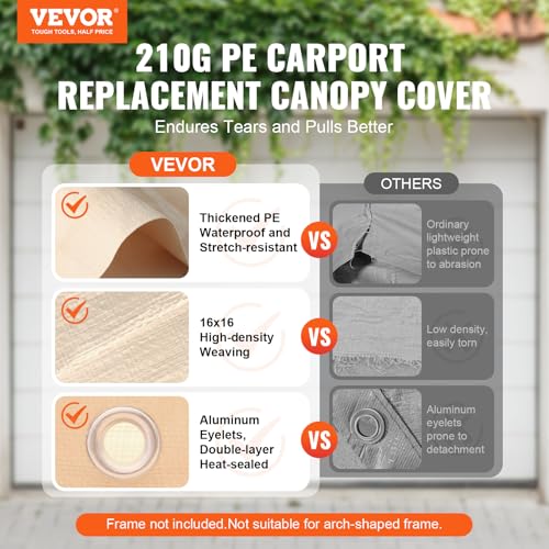 Carport Replacement Canopy Cover 10 x 20 ft