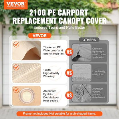 Carport Replacement Canopy Cover 10 x 20 ft