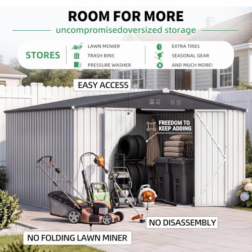 10' x 10' Waterproof Metal Outdoor Storage Shed