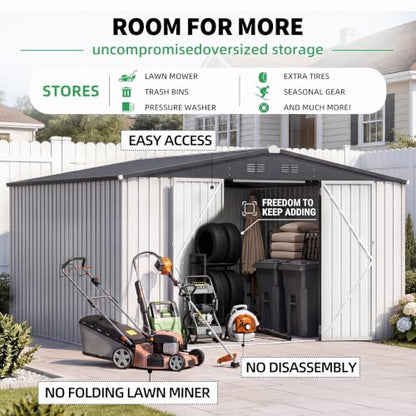10' x 10' Waterproof Metal Outdoor Storage Shed