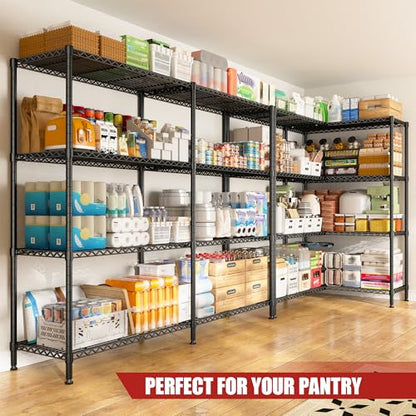 61.7''W Storage Shelves Load 1220LBS Wire Shelving Unit 4 Tier Metal Shelving for Storage Rack Shelves Heavy Duty Garage Shelf Pantry Shelves Kitchen Shelving (4 Count)