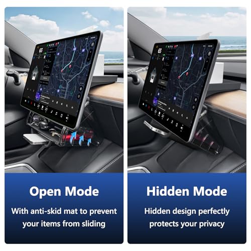 Hideable Under Screen Storage Organizer Compatible with Tesla Model Y 2024