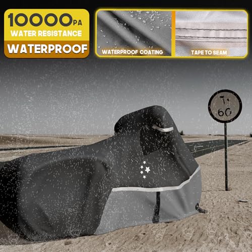 Motorcycle Cover 420D Heavy Duty All Season Universal Weather Waterproof Outdoor Protection 86" XL Vehicle Cover