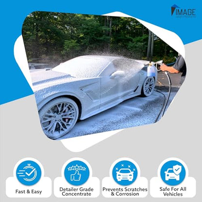 Image Wash (1-Gallon Platinum Wash Car Soap Concentrated pH-Neutral Foam Soap for Foam Cannon & Bucket wipe Safe for Wax Ceramic Coatings High Lubricity Biodegradable Formula with Bubble Gum Scent (128 Fl Oz)