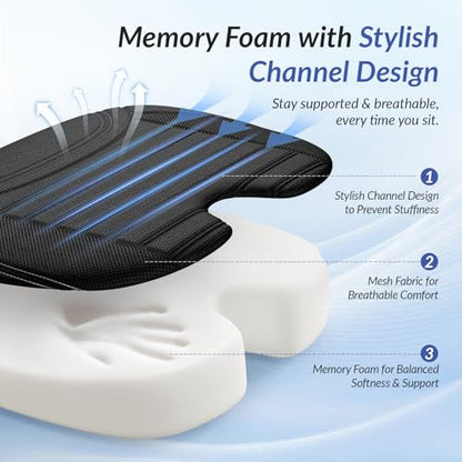 Wedge Car Seat Cushion for Tailbone Pain Relief & Better Visibility